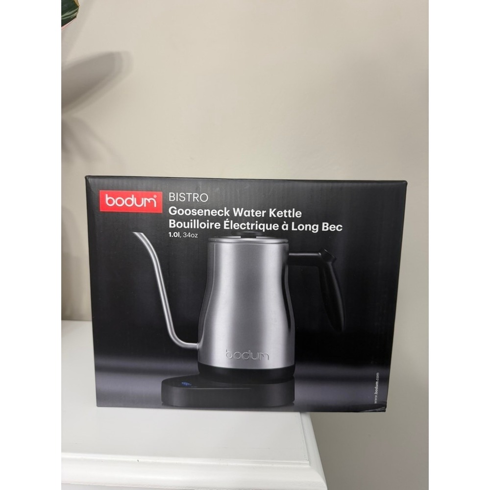 Bodum Bistro Gooseneck Water Kettle 1.0L 34oz Silver Black Stainless Steel NWT